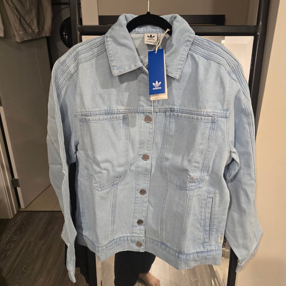 adidas - Women's Premium Essentials Denim Jacket (JD4753) Size L NEW 3-STRIPE